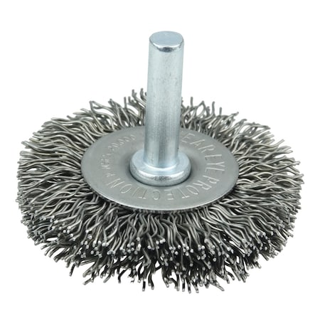 Weiler 2" Stem-Mounted Crimped Wire Radial Wheel, .014" Steel Fill, 1/4" Stem 17957